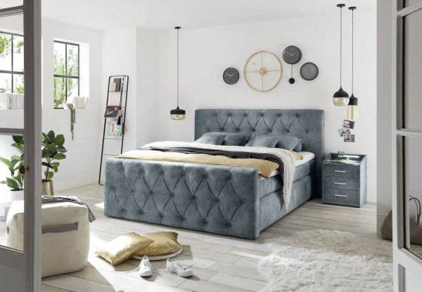 Boxspringbett Hammonton 180x200cm, inkl. Nachttische & Topper NEU