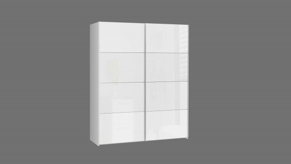 Schwebetürenschrank Malin in weiß Hochglanz – 170 cm