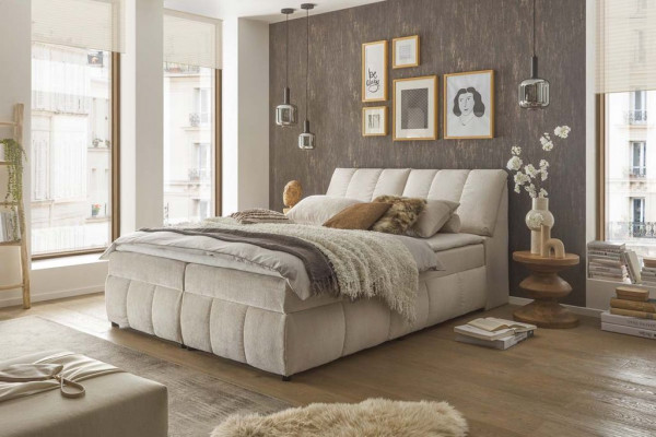 Boxspringbett180x200 Valencia beige - mit Bettkasten