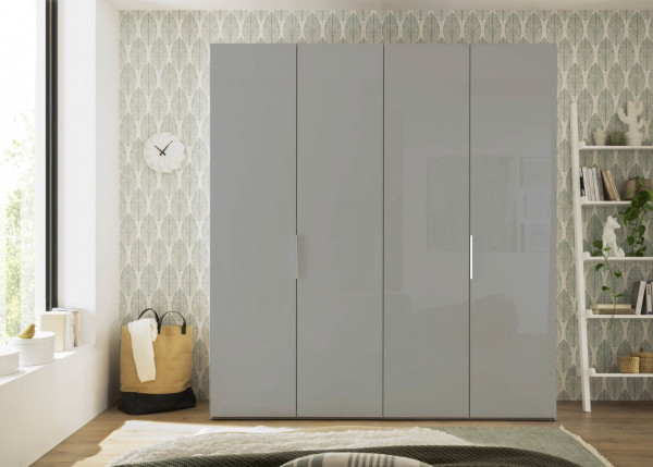 Kleiderschrank, Schrank Laar 4türer grau, seidengrau