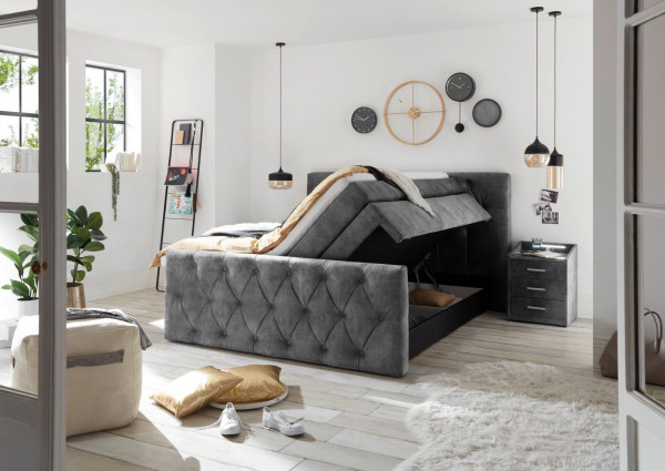 Boxspringbett Hammonton 180x200cm, inkl. Nachttische & Topper