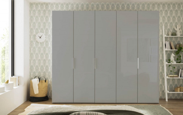 Kleiderschrank, Schrank Laar 5türer grau, seidengrau