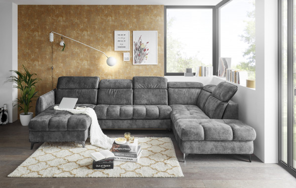 Wohnlandschaft, Sofa, Ecksofa mit Schlaffuntion in U-Form, Couch